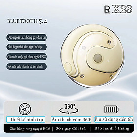 Tai nghe bluetooth thể thao RIBI X28 - Thiết kế đẹp mắt - Pin lâu - không gây đau tai - Phù hợp chạy bộ và đạp xe - Hàng Chính Hãng