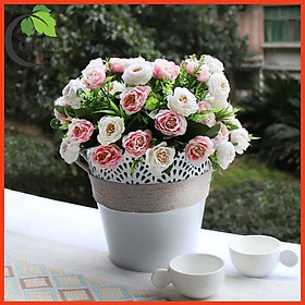 Mua Hoa giả - Bình hoa hồng trà cao 30cm trang trí nhà cửa  văn phòng  cửa hàng  lớp học  làm đạo cụ chụp ảnh