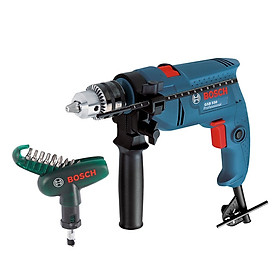 Máy khoan động lực Bosch GSB 550 + Bộ mũi vặn vít cầm tay Bosch 10 món