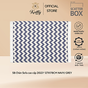 SCATTER BOX Vỏ chăn sofa cao cấp nhập khẩu Ireland Anh Quốc ZIGGY màu NAVY/ GREY kích thước 127X178CM phong cách hiện đại