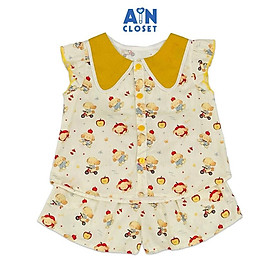 Bộ quần áo Ngắn bé gái hoạ tiết Cún Vàng Cotton - AICDBGCUMMLU - AIN Closet