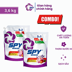 (New) Nước giặt xả SPY Super White hương Passion túi 3,6kg siêu trắng sáng hương thơm mát lưu hương dài lâu