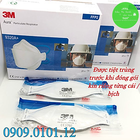 Khẩu trang 3m 9320a+ chính hãng đạt chuẩn AS/NZS FFP2, khẩu trang n95 cao cấp có đệm mũi tiệt trùng đóng bịch kín riêng từng cái