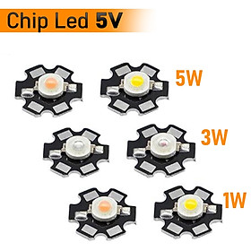 Hình ảnh Chip LED 5V (1W, 3W, 5W) Đã hàn đế tản nhiệt 20mm