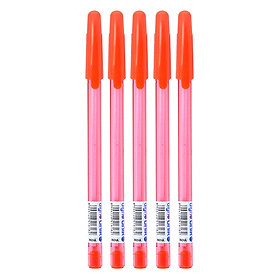 Vỉ 5 Cây Viết Gel Đậy Nắp Digno Unik - Mực Đỏ (0.7mm)