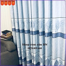 Mua (Mẫu mới 2022) Rèm vải gấm thêu hình chiếc lá màu xanh biển dày đẹp sang trọng