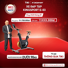 Xe đạp tập KINGSPORT Creative E-03 Black thiết kế thời trang sang trọng, bánh đà kép 7kg với 32 cấp độ kháng lực, cân nặng phù hợp từ dưới 85-90kg