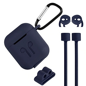Bộ 5 món phụ kiện chống rớt Airpods gồm hộp silicon, móc khoá, dây nối, bao tai, đế xỏ đồng hồ cho tai nghe Airpods