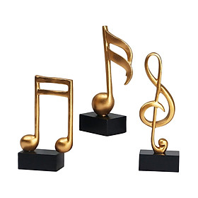 Hình ảnh 3Pcs Music Note Musical Sculpture Figurine Ornaments for Office Table Decor