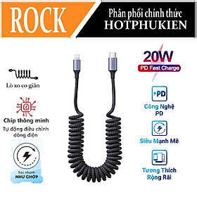 Hình ảnh Dây cáp sạc lò xo sạc nhanh PD 20W USB C to Light chuẩn Type C PD 3.0 hiệu Rock Spring PD Cable cho iPhone / cho iPad / cho Airpods có khả năng truyền tải dữ liệu tốc độ cao 480Mbps, trang bị chip điều chỉnh dòng điện thông minh - hàng nhập khẩu