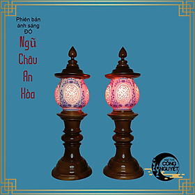 Mua Đôi đèn thờ gỗ sứ cao cấp NGŨ CHÂU AN HÒA