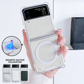 Ốp lưng chống sốc trong suốt hỗ trợ sạc Maqsafe cho Samsung Galaxy Z Flip 4 hiệu Likgus Maqsafe Magetic Case siêu mỏng 1.5mm, độ trong tuyệt đối, chống trầy xước, chống ố vàng, tản nhiệt tốt - hàng nhập khẩu
