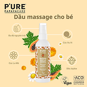 Dầu massage ngừa viêm da cho bé P’URE Papayacare Baby Oil 125ml