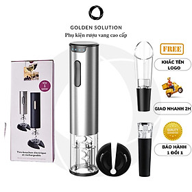 Máy Mở Rượu Vang, Set Khui Rượu Vang Cao Cấp Kèm 4 Phụ Kiện