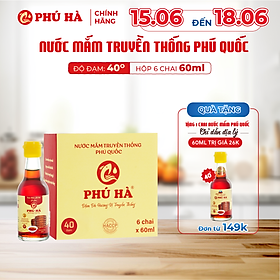 Nước mắm truyền thống Phú Quốc Phú Hà 40 độ đạm - Hộp 6 chai 60ml