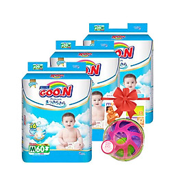 Combo 3 bịch Tã Dán Goo.n Premium Gói Cực Đại M60 (60 Miếng) - Tặng bóng xúc xắc munchkin