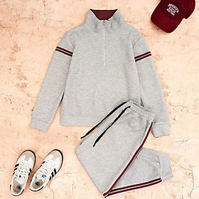 LAROMA Bộ Quần Áo Nỉ Thu Đông Cổ Khoá Quần Bo Cho Nữ | Sọc Đôi - Co dãn 4 chiều - Giữ Ấm - Mềm Mại