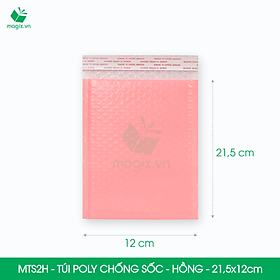 MTS2H - 21.5x12cm - COMBO 50 TÚI GÓI HÀNG CHỐNG SỐC BỌC BÓNG KHÍ MÀU HỒNG PASTEL