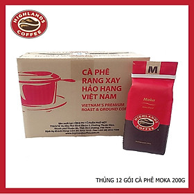 Thùng 12 gói Cà phê Rang xay Moka Highlands Coffee 200g