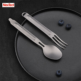 Mới Xiaomi NexTool Nĩa Muỗng ngoài trời Bộ đồ ăn di động Titan tinh khiết 2 trong 1 có thể tháo rời Tốt cho sức khỏe Thuận tiện