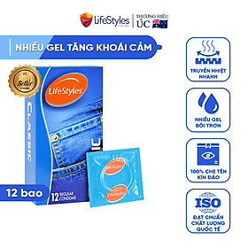 Bao Cao Su LifeStyles Classic Thiết Kế Mỏng Ôm Sát Cao Cấp Hộp 12 bao