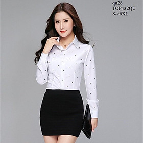 TOP358 ÁO SƠ MI CHẤM BI DÀI TAY