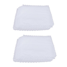 12x 100% Cotton Hankie Classic Bridal Party Handkerchiefs Pocket Wavy Edge Hanky