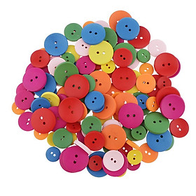 2-3pack 120Pcs Colored 2 Holes Wood Buttons for Sewing Scrapbooking 10/15/20mm
