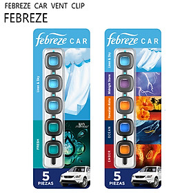 Nước hoa ô tô kẹp cửa gió Febreze Car cao cấp set 5 lọ của Mỹ
