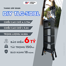 Thang gấp đa năng TLG-5DBL chiều cao sử dụng chữ A 2.8m, chữ I 5.7m