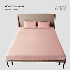 Combo 3 Món Lụa Tencel Ga Giường 1m8 x 2m và 2 vỏ gối nằm À Ơi Concept cao cấp Hàn Quốc nhiều màu