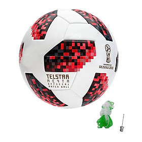 Bóng đá World Cup TELSTAR 2018 số 4 tặng kim bơm bóng + lưới đựng bóng màu đỏ trắng
