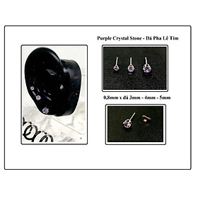 Khuyên chốt cài đá pha lê TÍM thép y tế - XUÂN SHOP CHUYÊN KHUYÊN NHẬP THÁI
