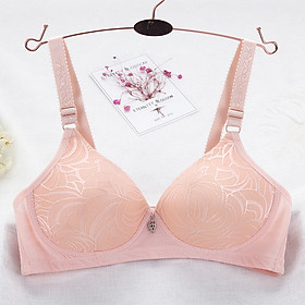 Áo lót trơn không gọng mút đệm vừa cotton thêu vân gân lá