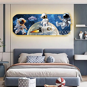 (ẢNH CHỤP THẬT) Tranh đèn led tráng gương phi hành gia trang trí phòng bé kèm đinh treo