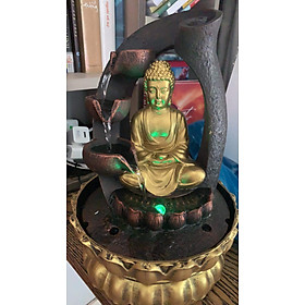 Mua Thác nước phong thủy để bàn đức phật tổ như lai tọa thiền đài sen tặng kèm máy bơm
