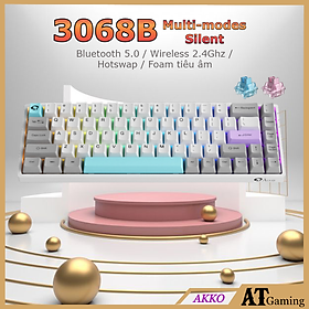 Mua Bàn phím cơ AKKO 3068B Multi-modes Silent (Bluetooth 5.0 / Wireless 2.4Ghz / Hotswap / Foam tiêu âm / AKKO CS Jelly sw) - Hàng chính hãng