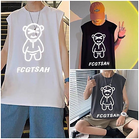 Áo Tanktop Gấu phản quang Nữ  Thun ba lỗ dáng suông, phông in hình cá tính Ulzzang