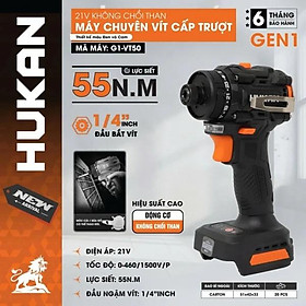 THÂN MÁY CHUYÊN VÍT CẤP TRƯỢT ĐẦU 1/4 55NM BODYG1-VT50 HUKAN -HÀNG CHÍNH HÃNG