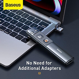 Bút Laser trình chiếu Baseus Orange Dot Wireless Presenter cho Laptop/ Macbook (100m. 2.4Ghz USB/Type C Receiver) -Hàng Chính Hãng
