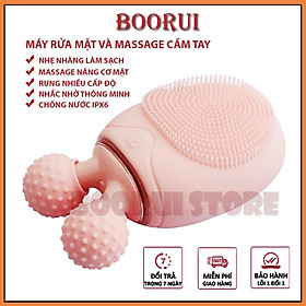 Máy rửa mặt mini cao cấp BOORUI: Rung massage và nâng cơ tạo cằm Vline 3 trong 1,Rửa sạch sâu, ngừa mụn làm đẹp da mặt