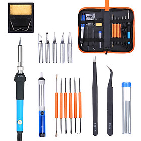 Electric Soldering Iron Kit 60W Adjustable Temperature Welding Tool with 5 Piece Solder Iron Tips Portable PU Carry Bag