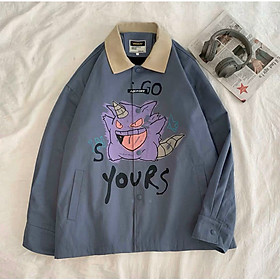 Áo Khoác dù nam nữ và cặp đôi Chống Nắng Có 3 Màu, Unisex Form Rộng in hình Poke Jacket Ulzzang