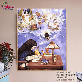 Mua Tranh tô màu theo số Gam cô gái học bài CN4333