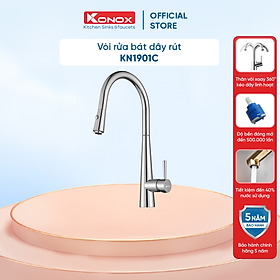 Mua Vòi rửa bát dây rút KONOX KN1901C hợp kim đồng 61% tiêu chuẩn Châu Âu CW617N  bề mặt xử lý công nghệ PVD Chrome 5 lớp