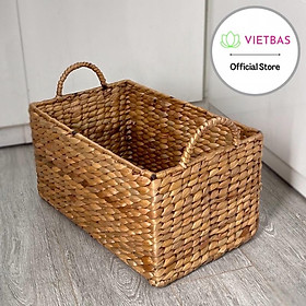 Giỏ lục bình đựng đồ VIETBAS vuông có quai 3 size MAU15