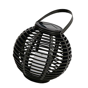 Solar Powered Round Rattan Hanging Garden Lantern Light With LED Candle