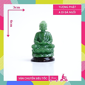 Tượng Phật A Di Đà ngồi ngọc xanh - Cao 6cm