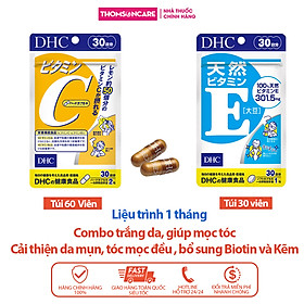 Viên uống sáng da, giảm lão hóa Combo DHC Vitamin C 60v và DHC Vitamin E Nhật Bản 30v - Giúp bổ sung Vitamin E và C cần thiết cho cơ thể Thomsoncare