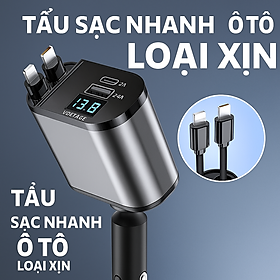 Tẩu Sạc Ô Tô Thông Minh – 120W Siêu Nhanh, Màn Hình LED Báo Điện Áp, d
